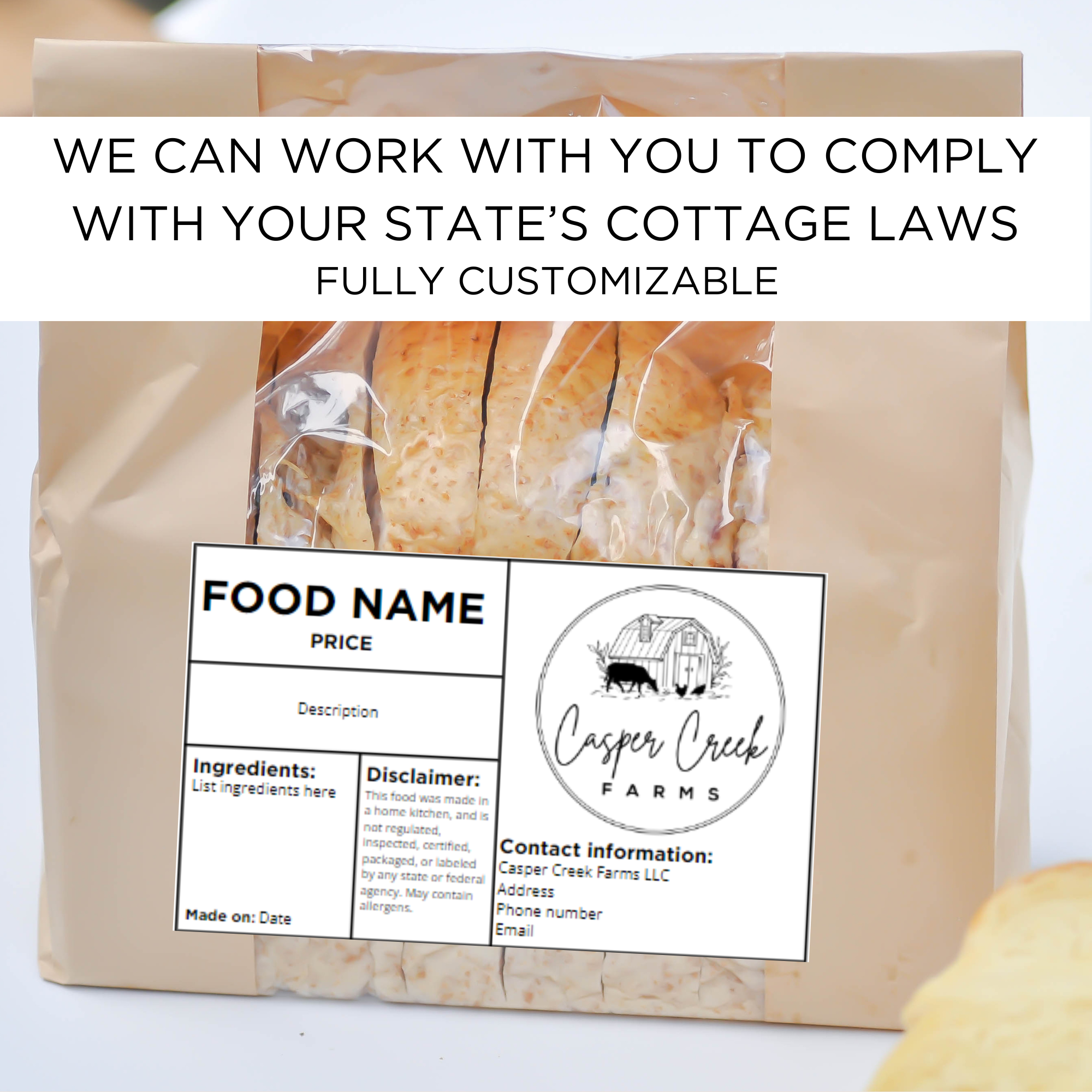 DIY Food Business Labels Simple Cottage Food Law Label Template ...
